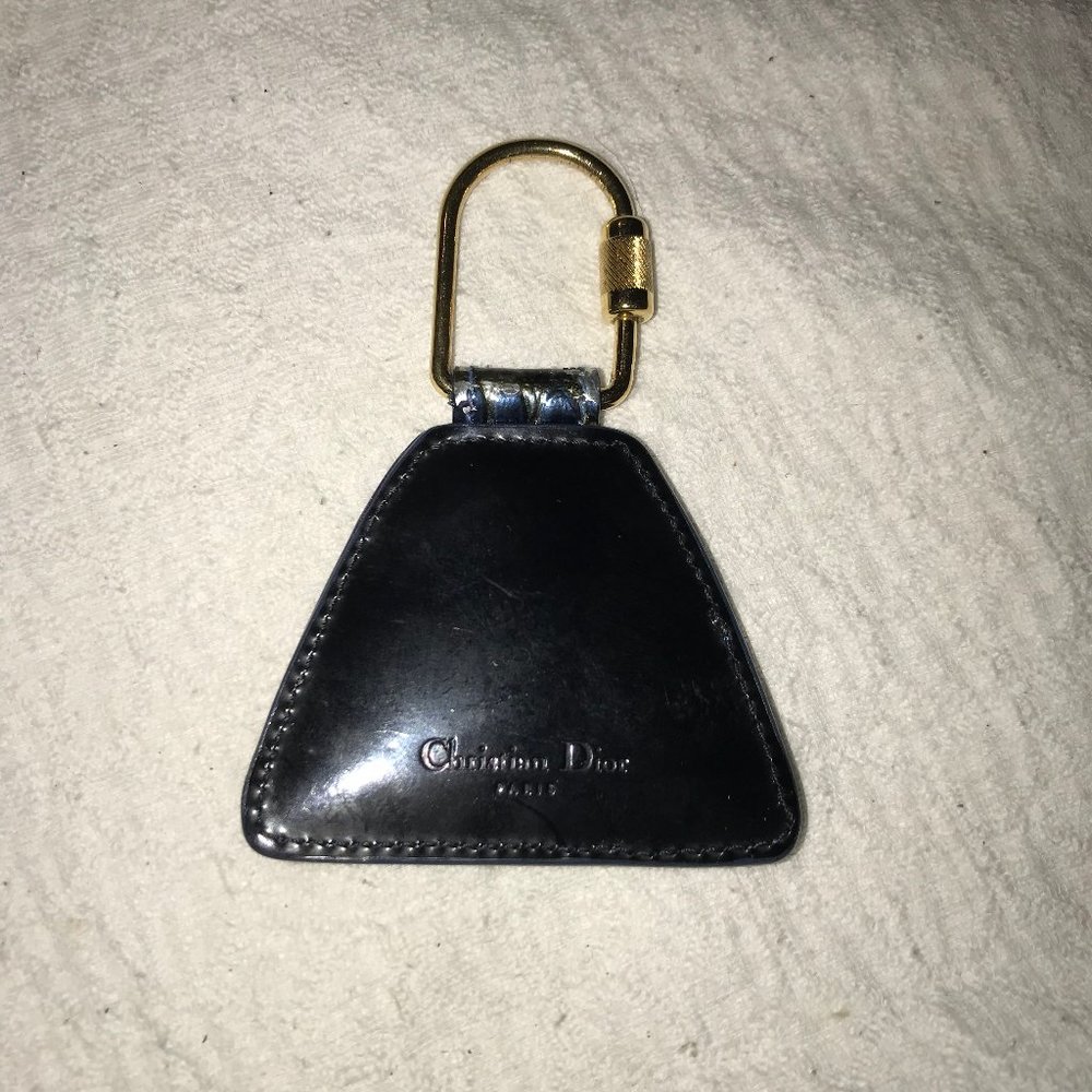 Christian Dior Croc Embossed Keychain / Key Ring - Navy Blue & Iridescent Colors - Picture 11 of 13